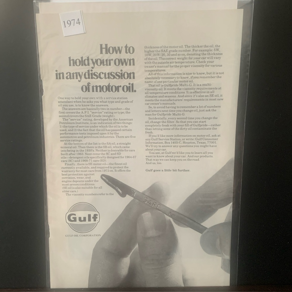 Vintage 1974 Gulf How To Hold Your Own In Any Discussion Ad Advertisement